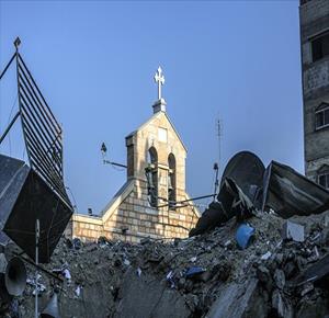 كنيسة القديس بروفيريوس للروم الأرثوذكس في غزة بعد تعرضها لقصف إسرائيلي في 19 تشرين الاول/ أكتوبر الماضي الماضي